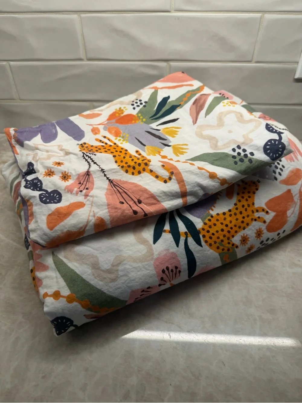 Crate & Kids - Leopard Floral Kids Twin Duvet Cover & Pillow Sham